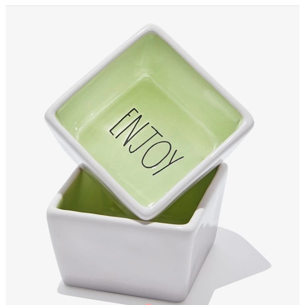 Rae Dunn Ceramic Savor and Enjoy Square Bowl Set - Picture 3 of 4